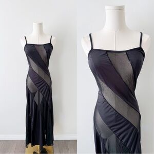 Fredrick’s of Hollywood sheer satin panel maxi slip dress